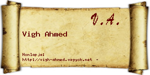Vigh Ahmed névjegykártya